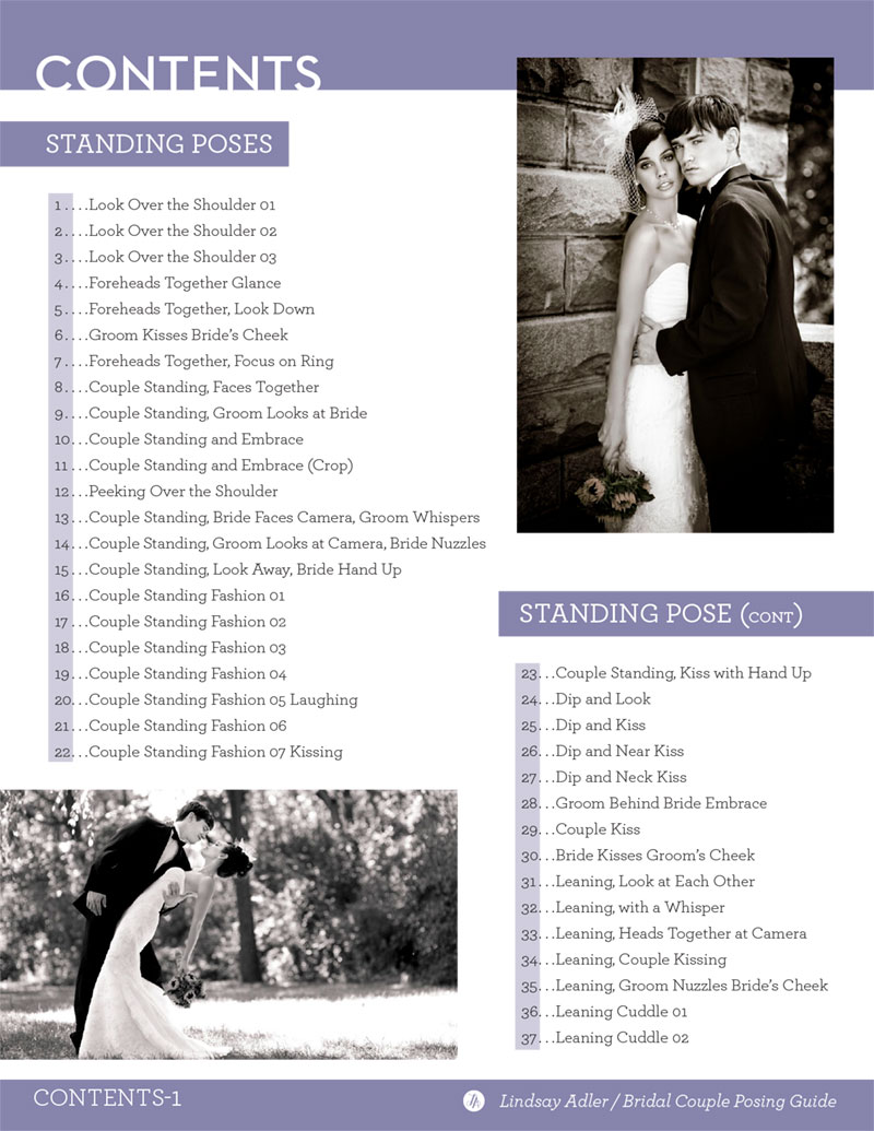 Bridal Couple Posing Guide by Lindsay Adler toc